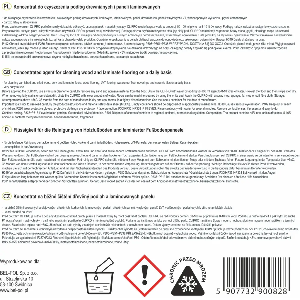Płyn Koncentrat do czyszczenia podłóg i paneli, 5907732901863, Koncentrat BauTec, Środki czystości, Clipro BauTec